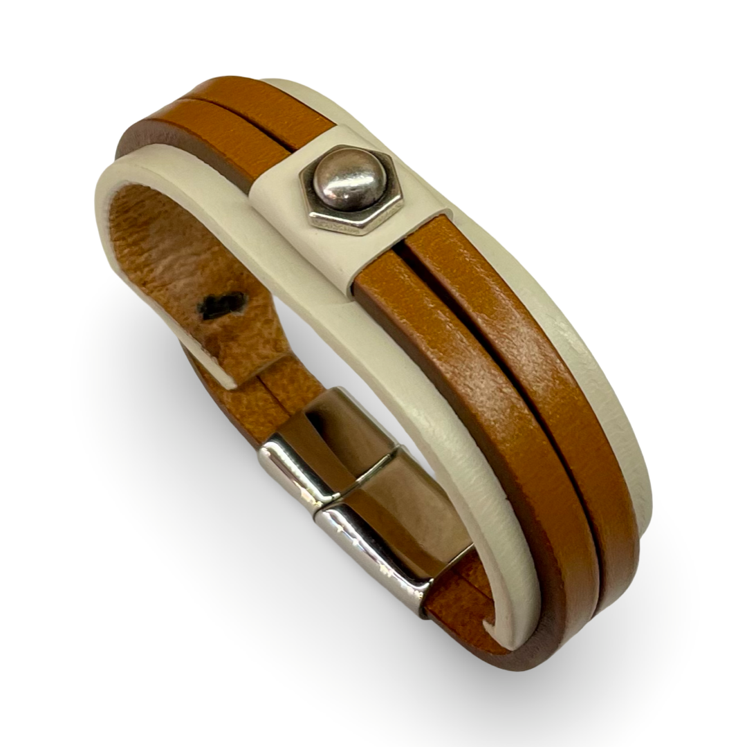 Bracciale Uomo Doppia Fascia Mix Crema
