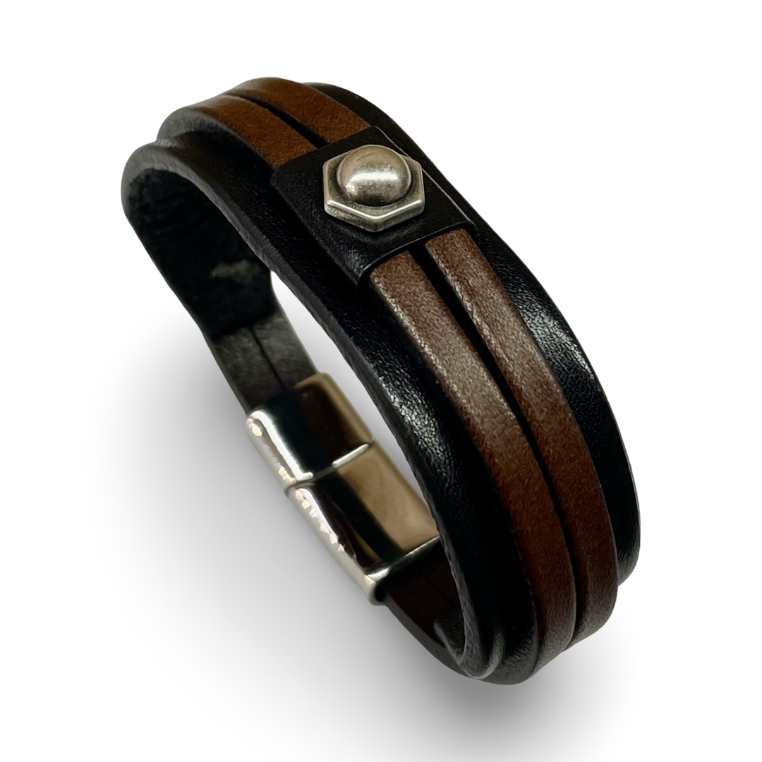 Bracciale Uomo Doppia Fascia Mix Black and Brown