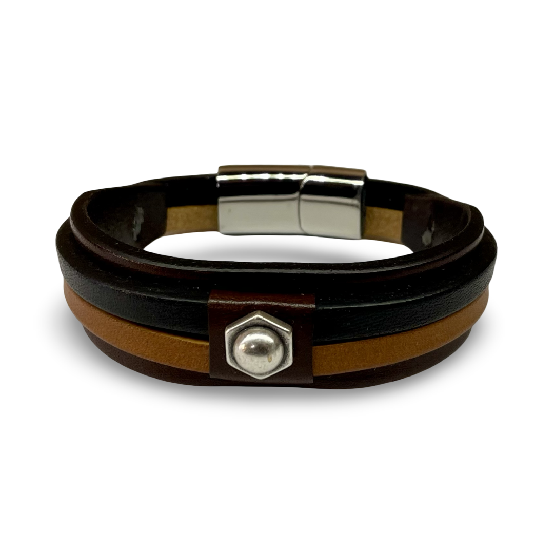 Bracciale Uomo Doppia Fascia Mix Brown
