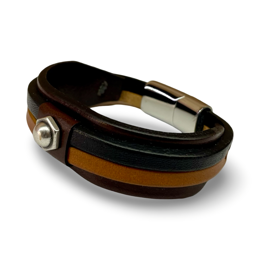 Bracciale Uomo Doppia Fascia Mix Brown
