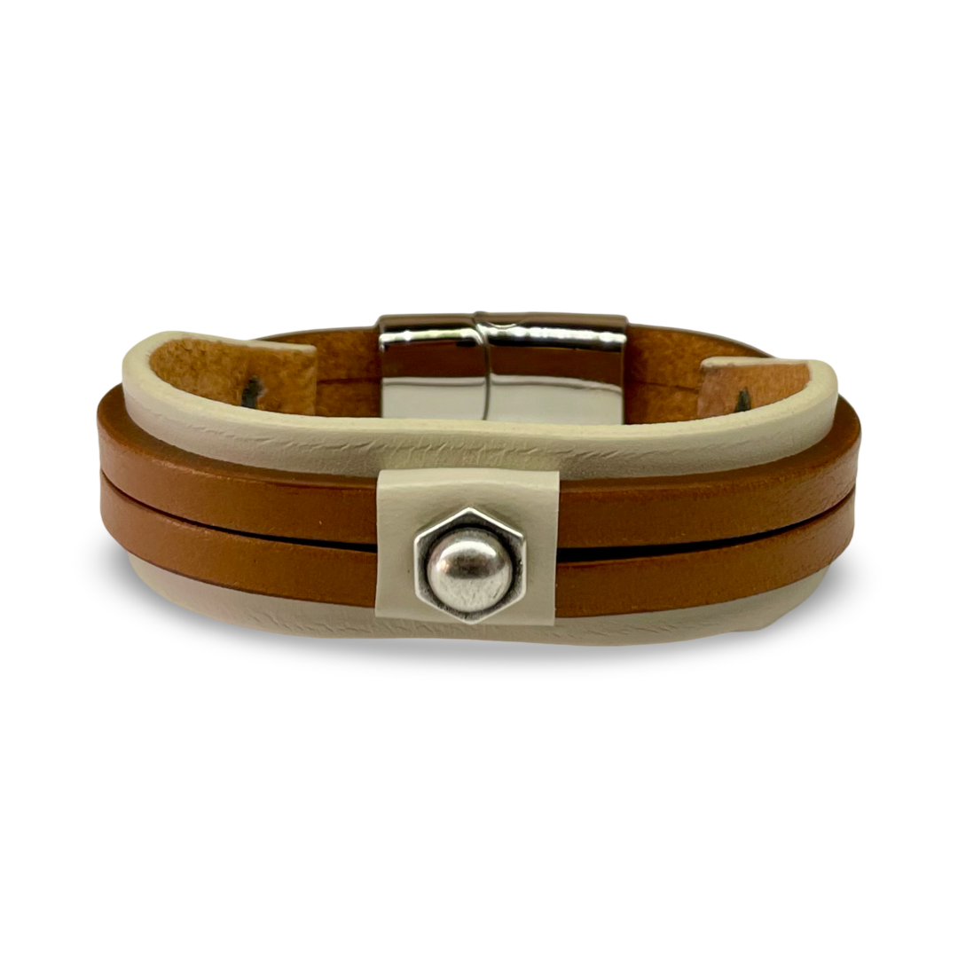 Bracciale Uomo Doppia Fascia Mix Crema