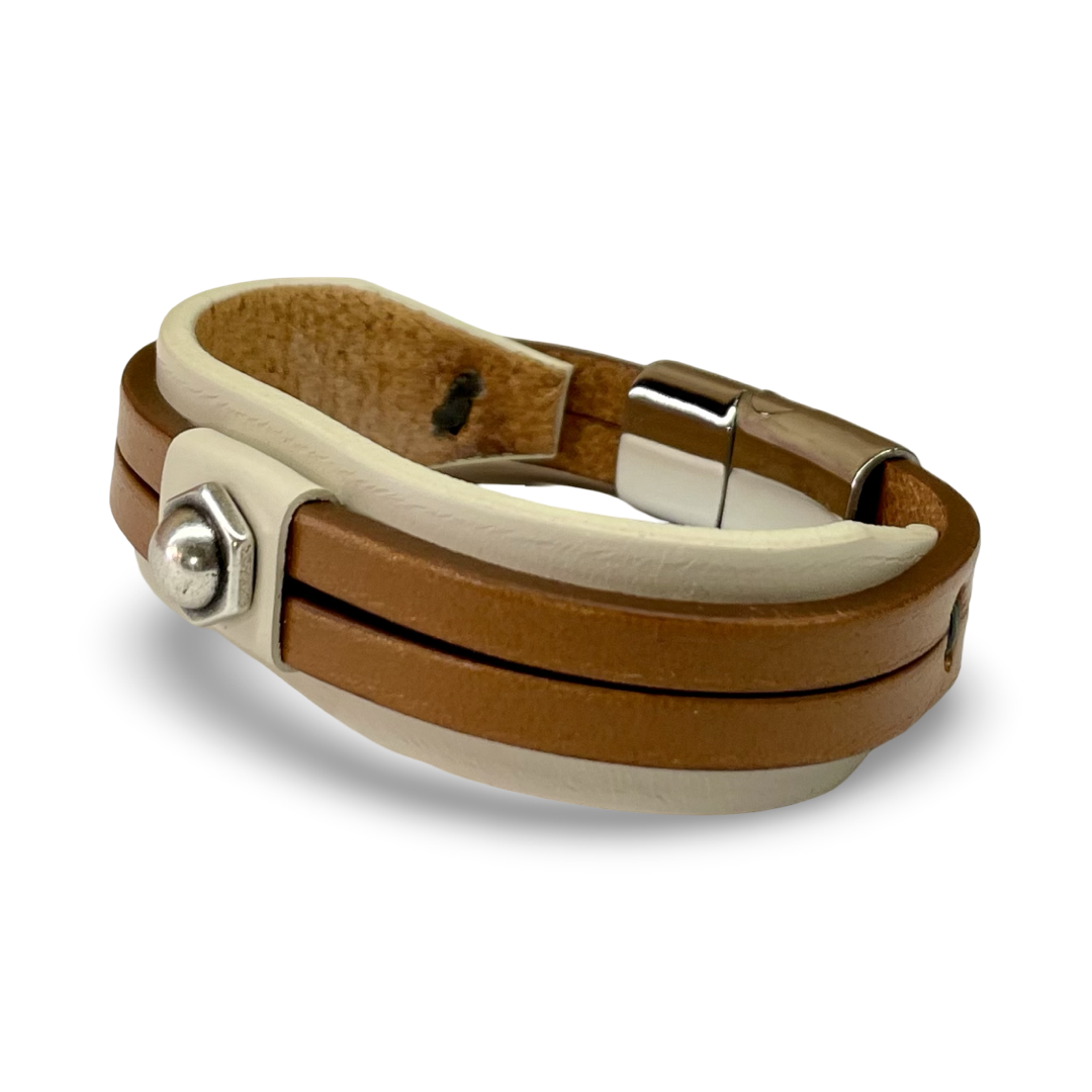 Bracciale Uomo Doppia Fascia Mix Crema