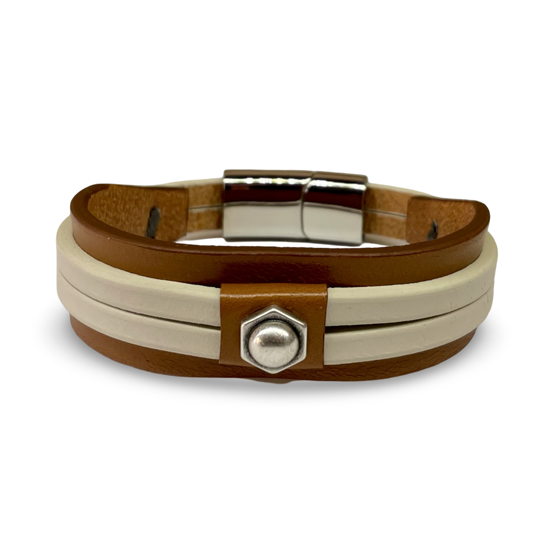 Bracciale Uomo Doppia Fascia Mix Crema