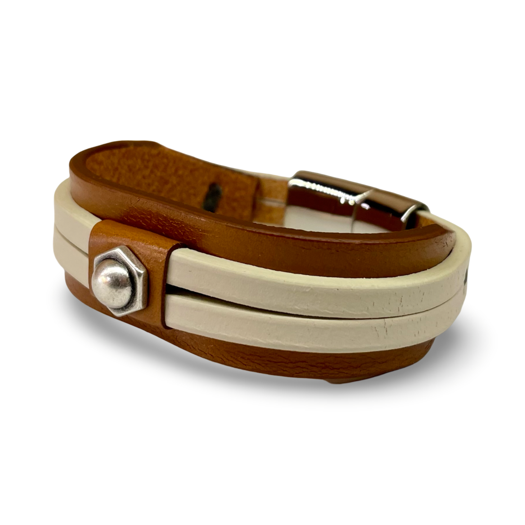 Bracciale Uomo Doppia Fascia Mix Crema