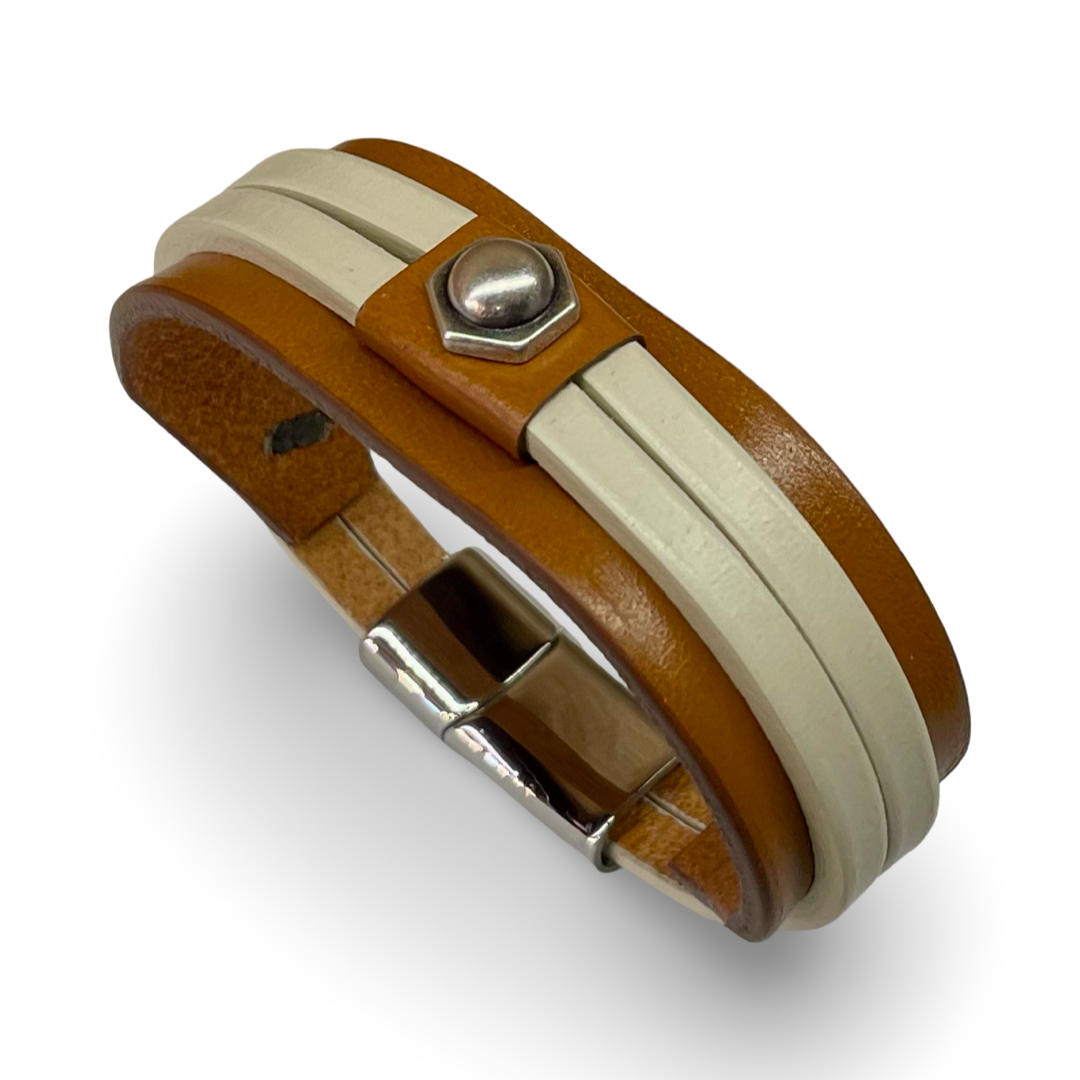 Bracciale Uomo Doppia Fascia Mix Crema
