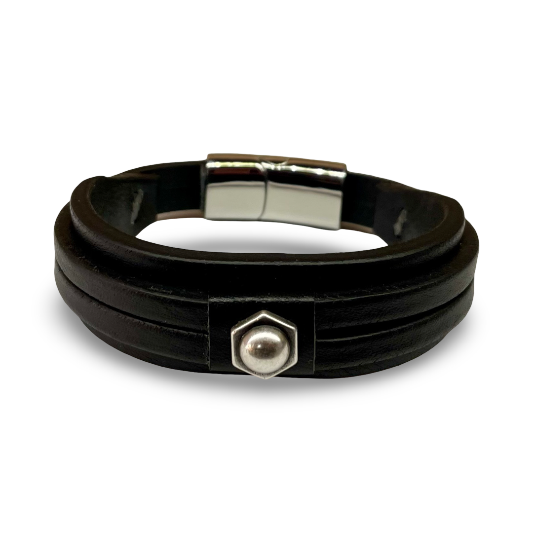 Bracciale Uomo Doppia Fascia Total Black