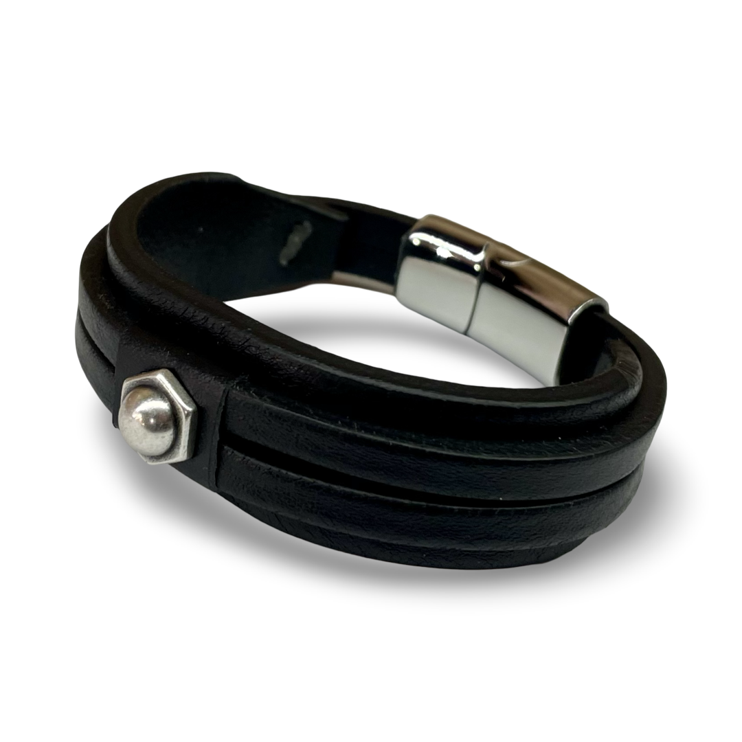 Bracciale Uomo Doppia Fascia Total Black
