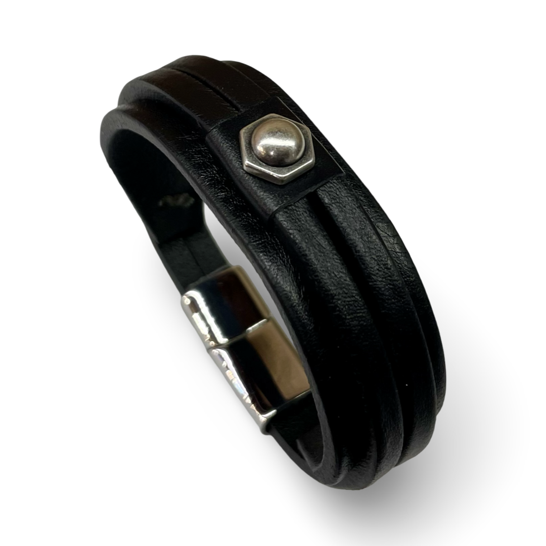 Bracciale Uomo Doppia Fascia Total Black