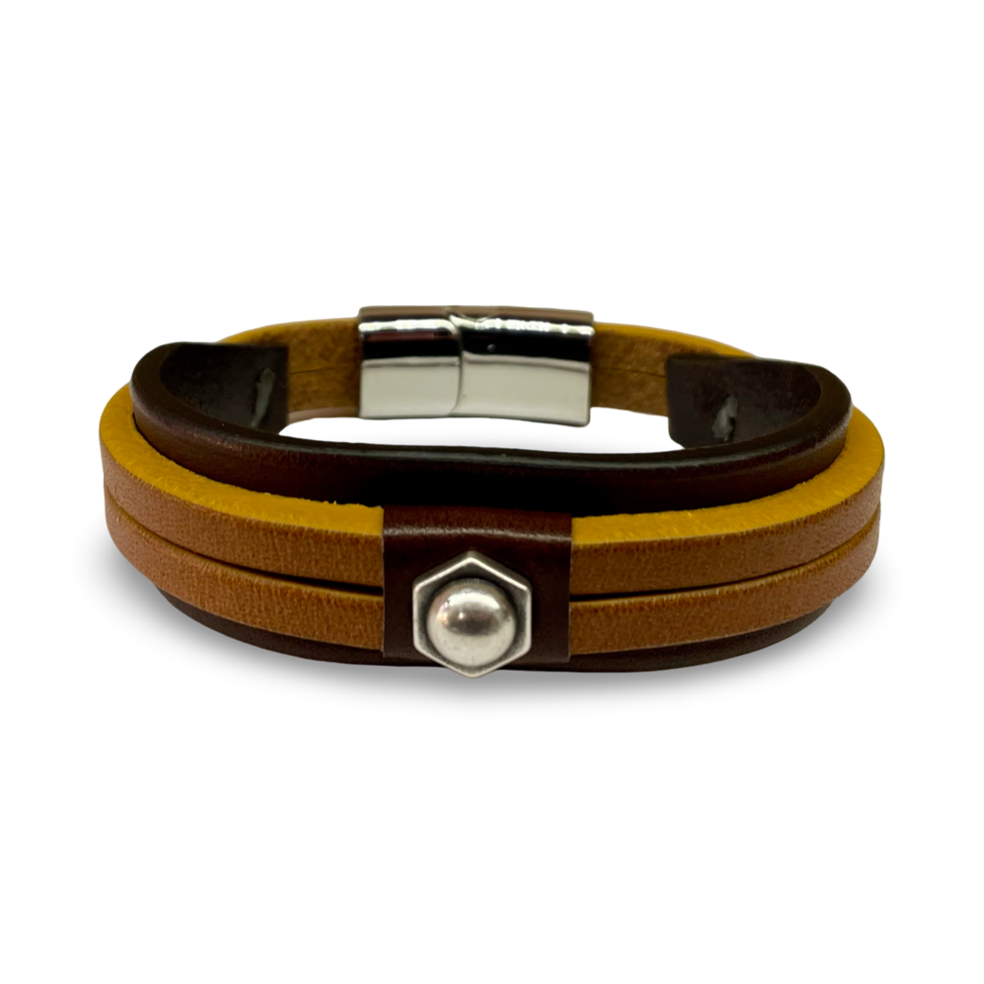 Bracciale Uomo Doppia Fascia Mix Cuoio
