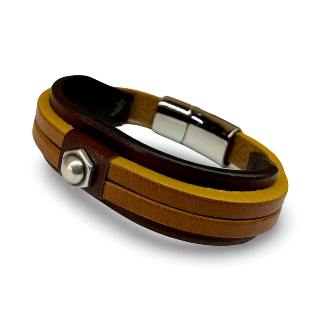 Bracciale Uomo Doppia Fascia Mix Cuoio