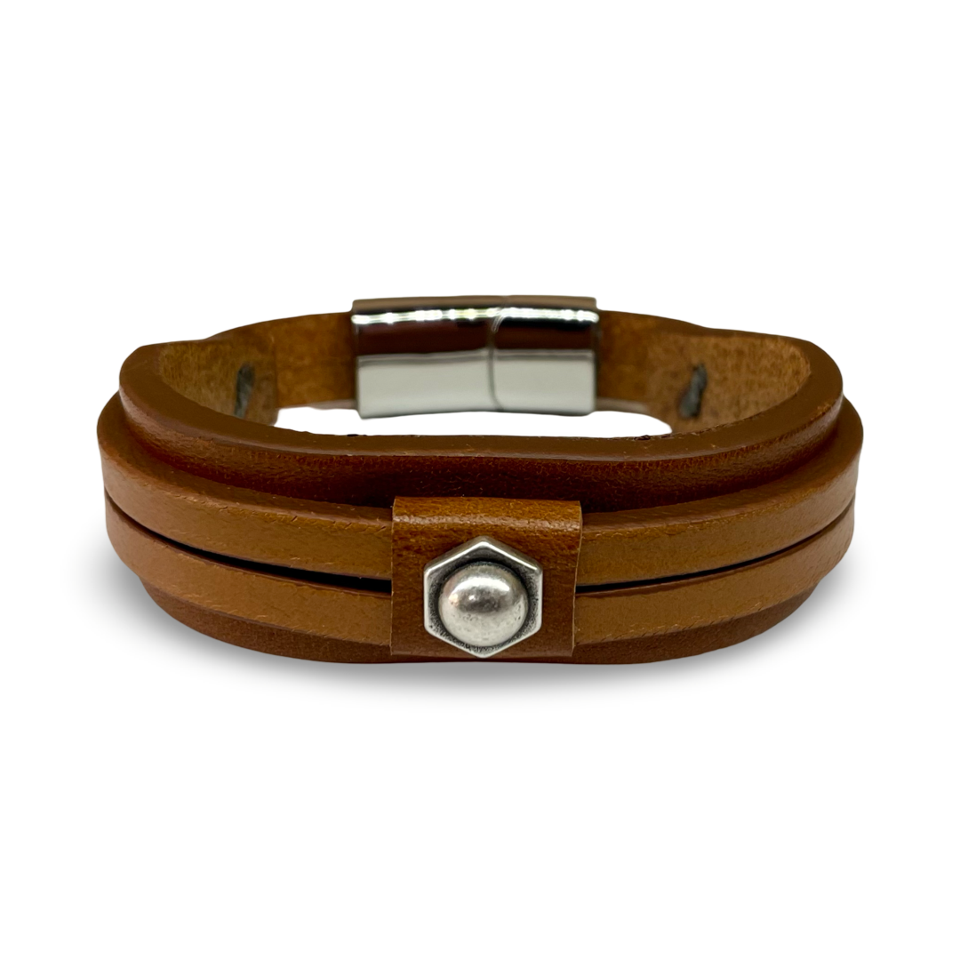 Bracciale Uomo Doppia Fascia Cuoio