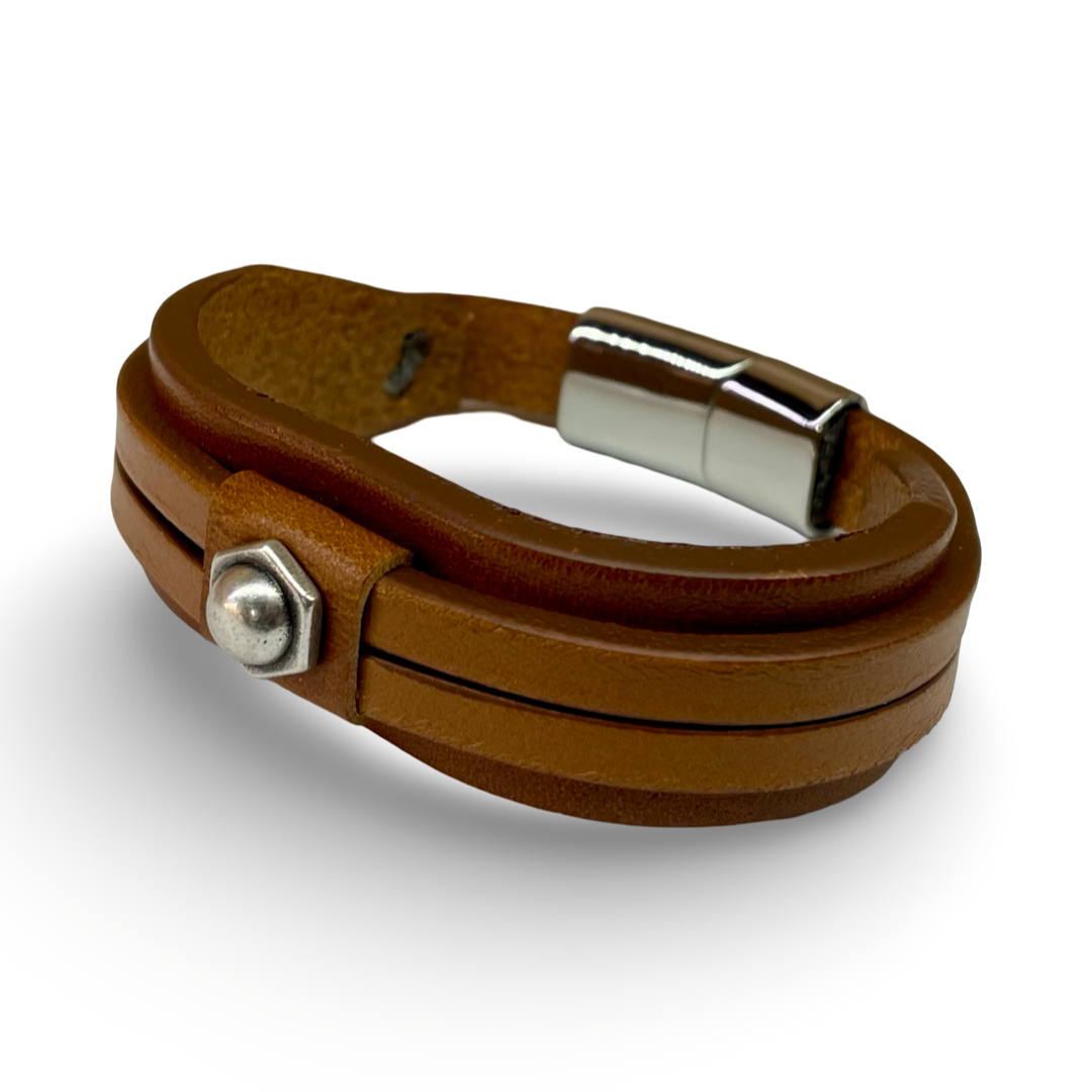 Bracciale Uomo Doppia Fascia Cuoio