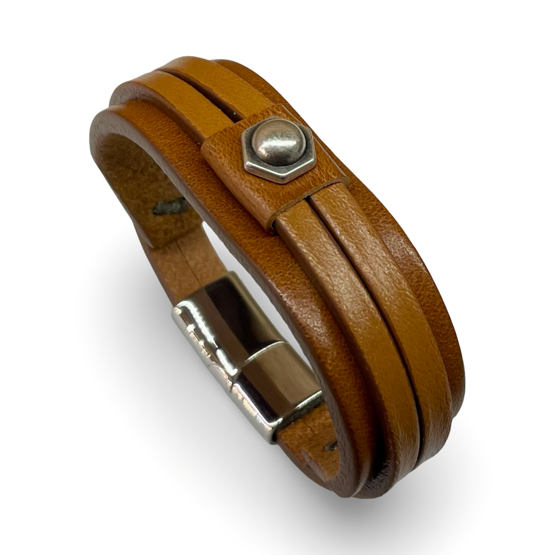 Bracciale Uomo Doppia Fascia Cuoio