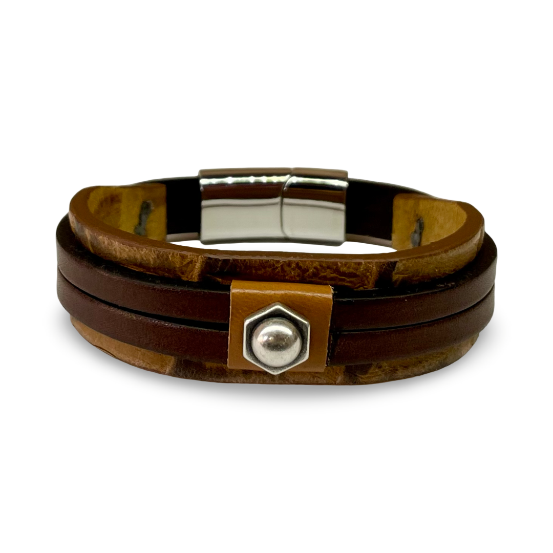 Bracciale Uomo Doppia Fascia Mix Bufalo e Rettile