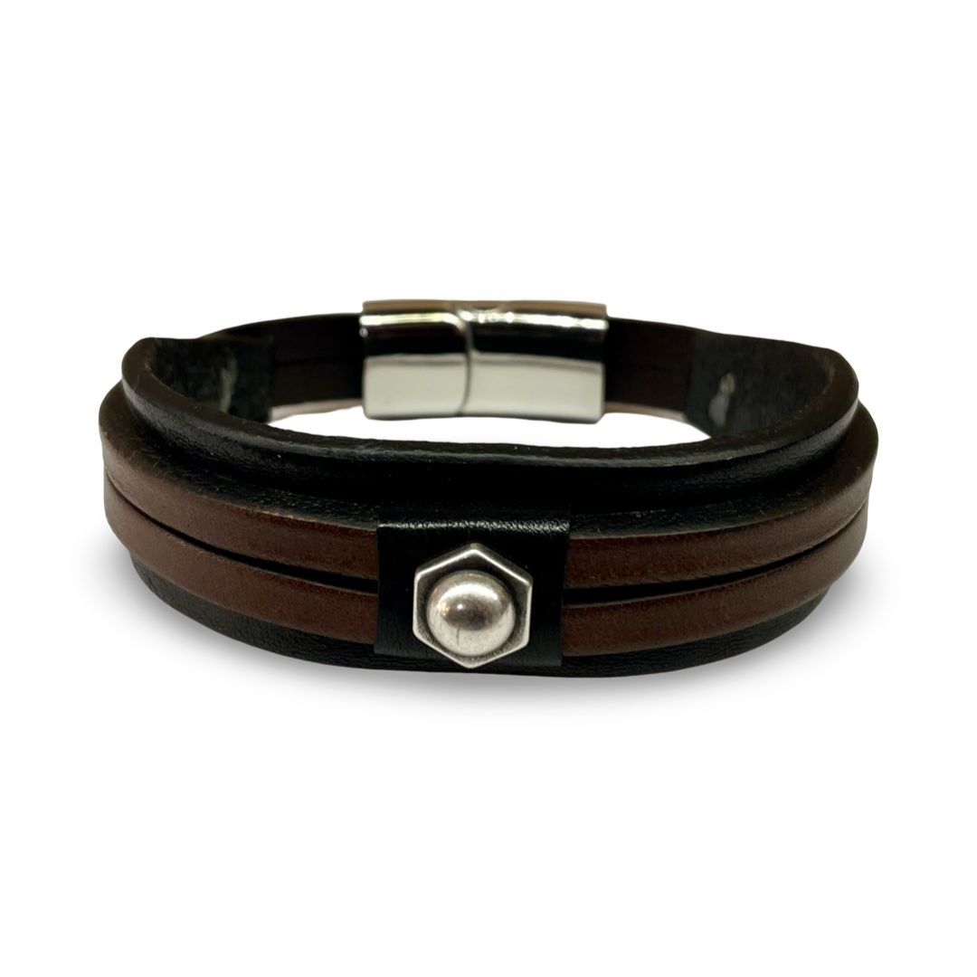 Bracciale Uomo Doppia Fascia Mix Black and Brown