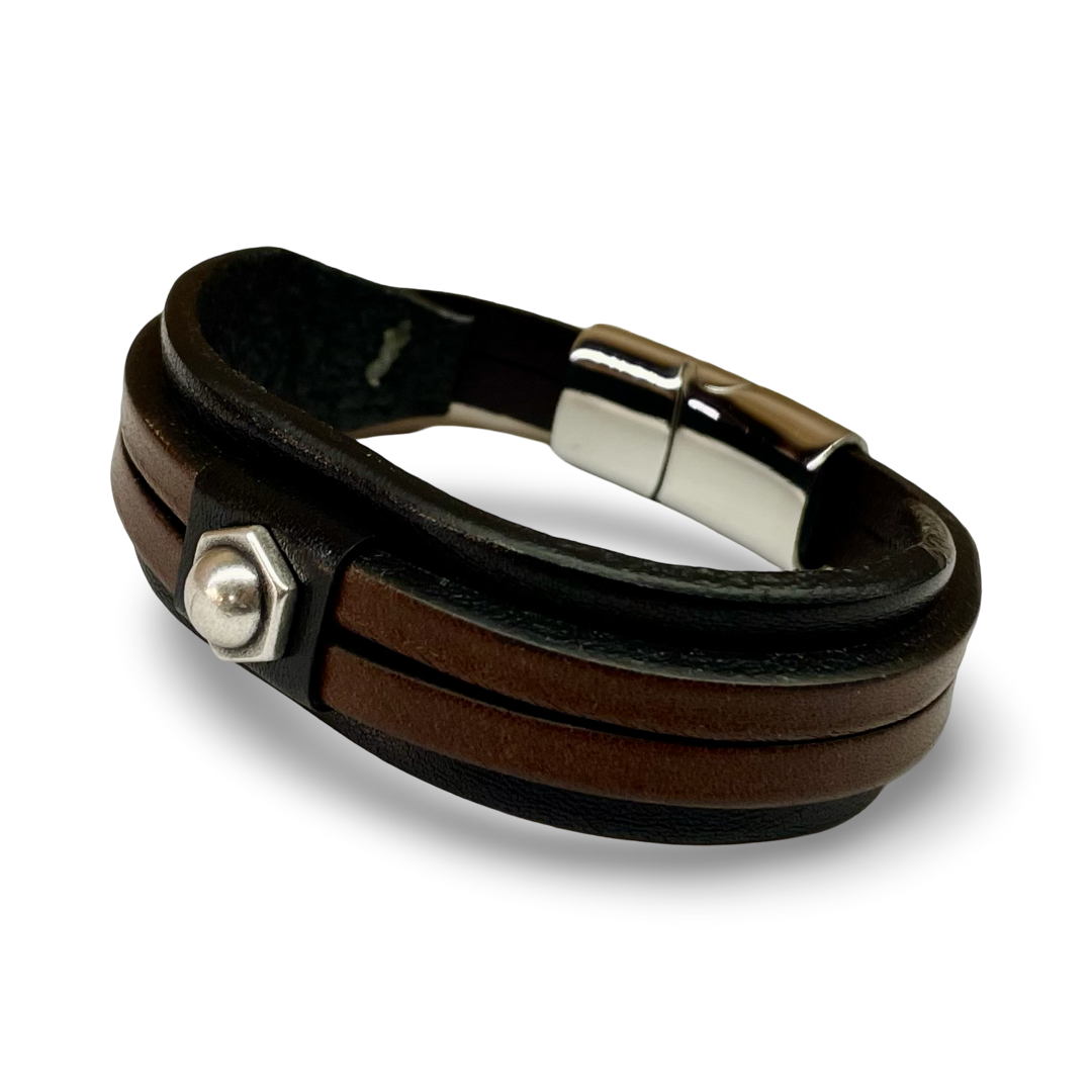 Bracciale Uomo Doppia Fascia Mix Black and Brown