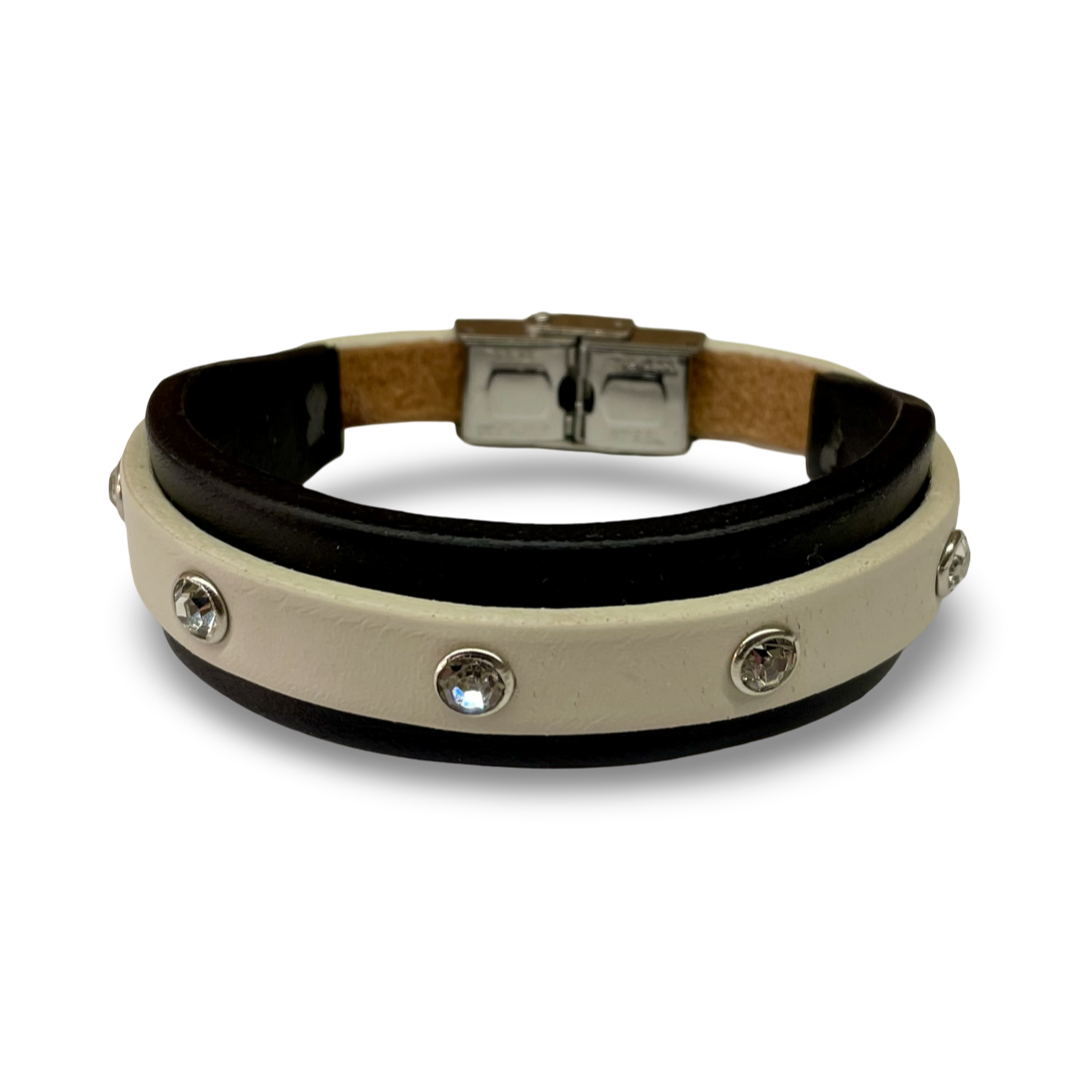 Bracciale Donna Strass Mix Nero Crema