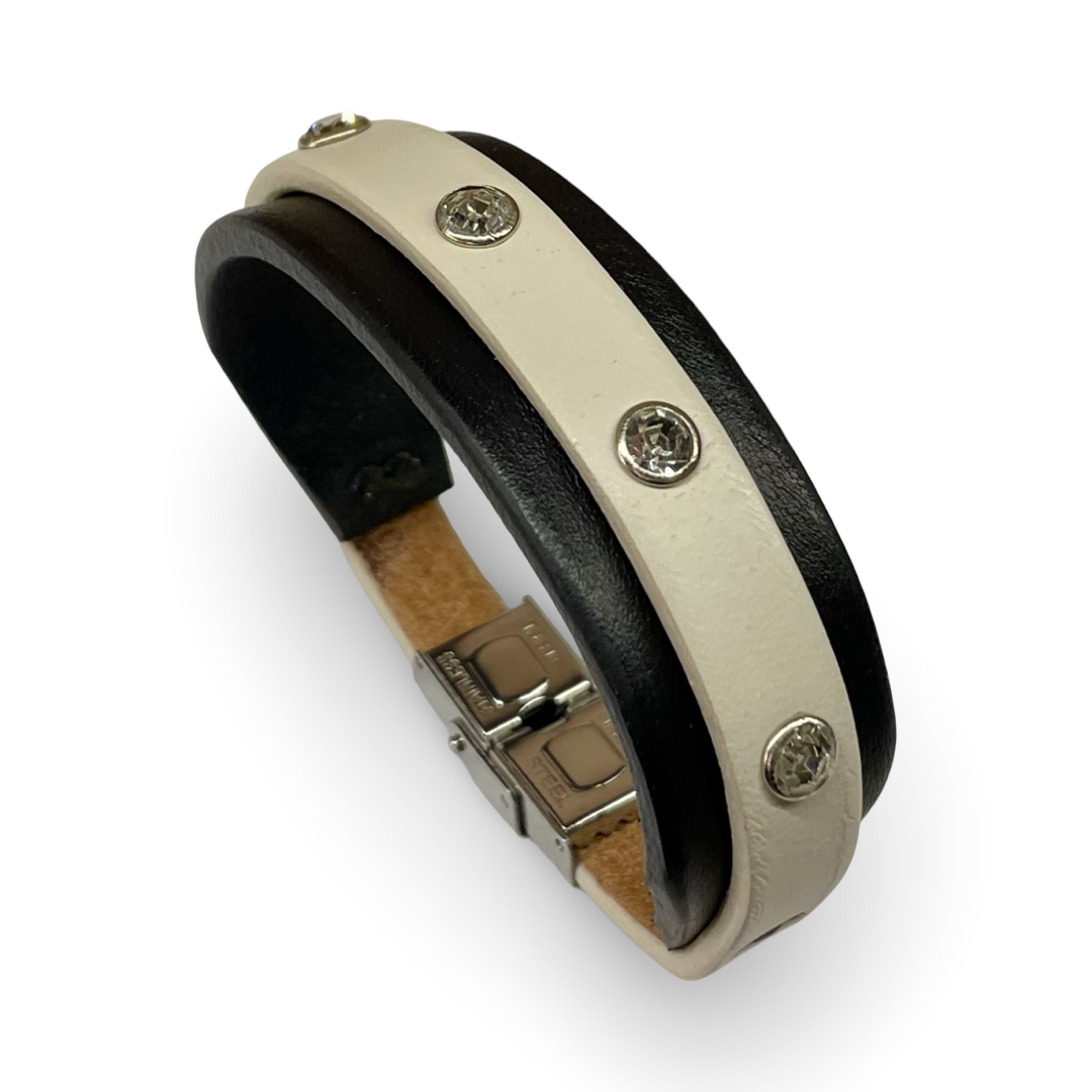 Bracciale Donna Strass Mix Nero Crema